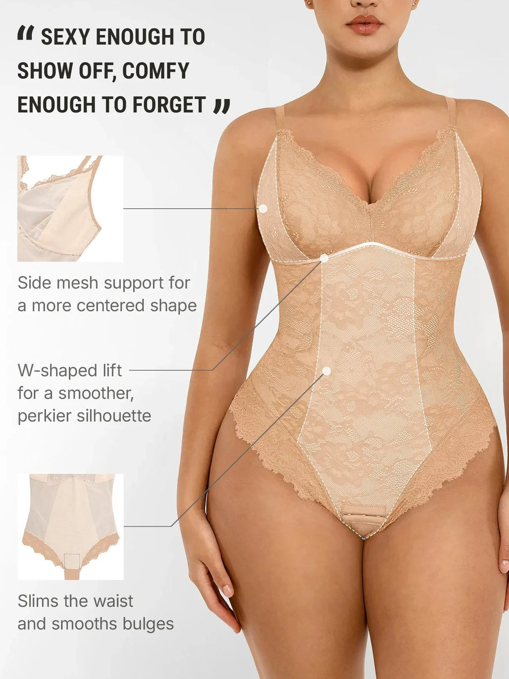 Lace V-Neck Breathable Bodysuit