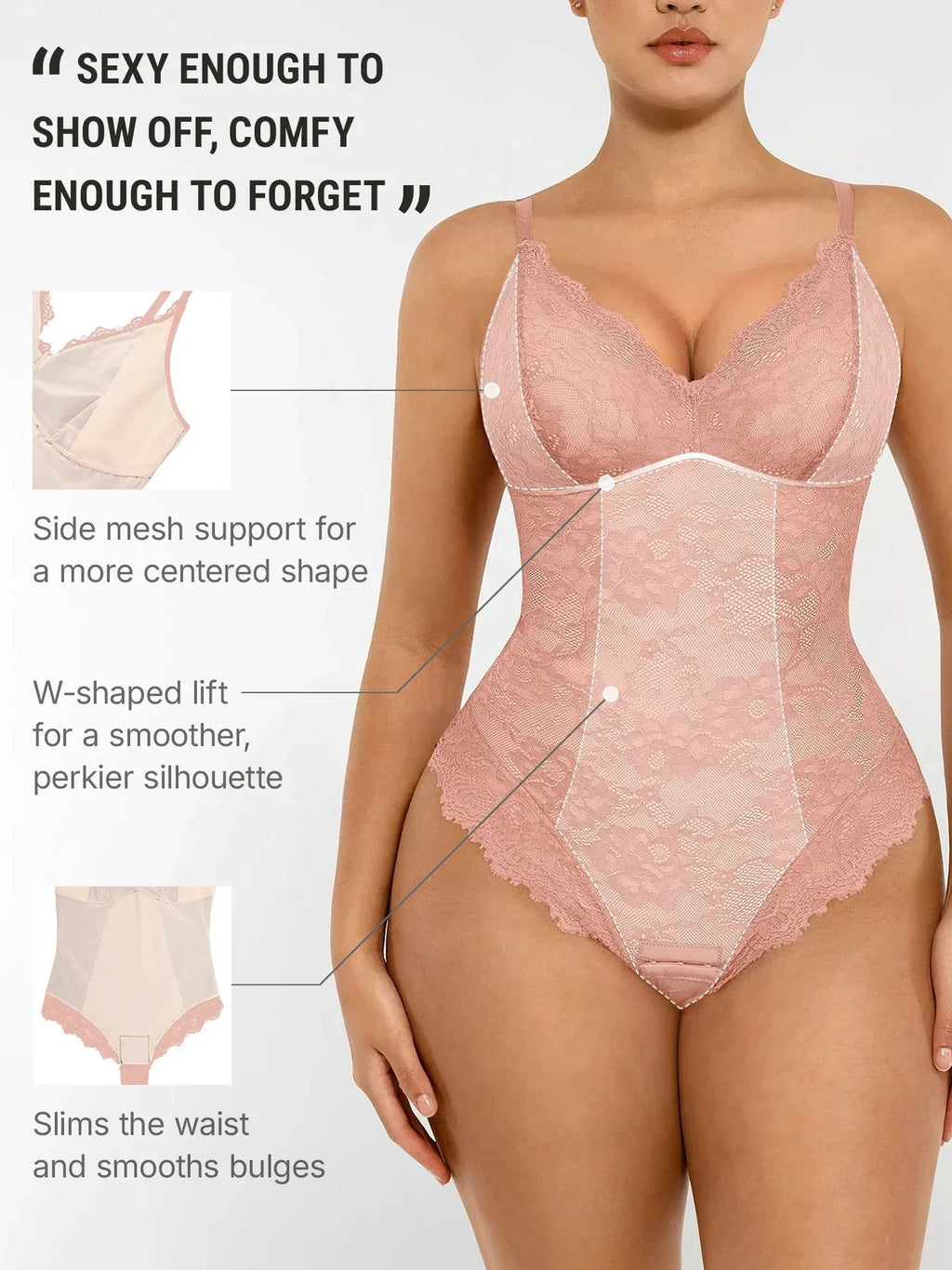 Lace V-Neck Breathable Bodysuit
