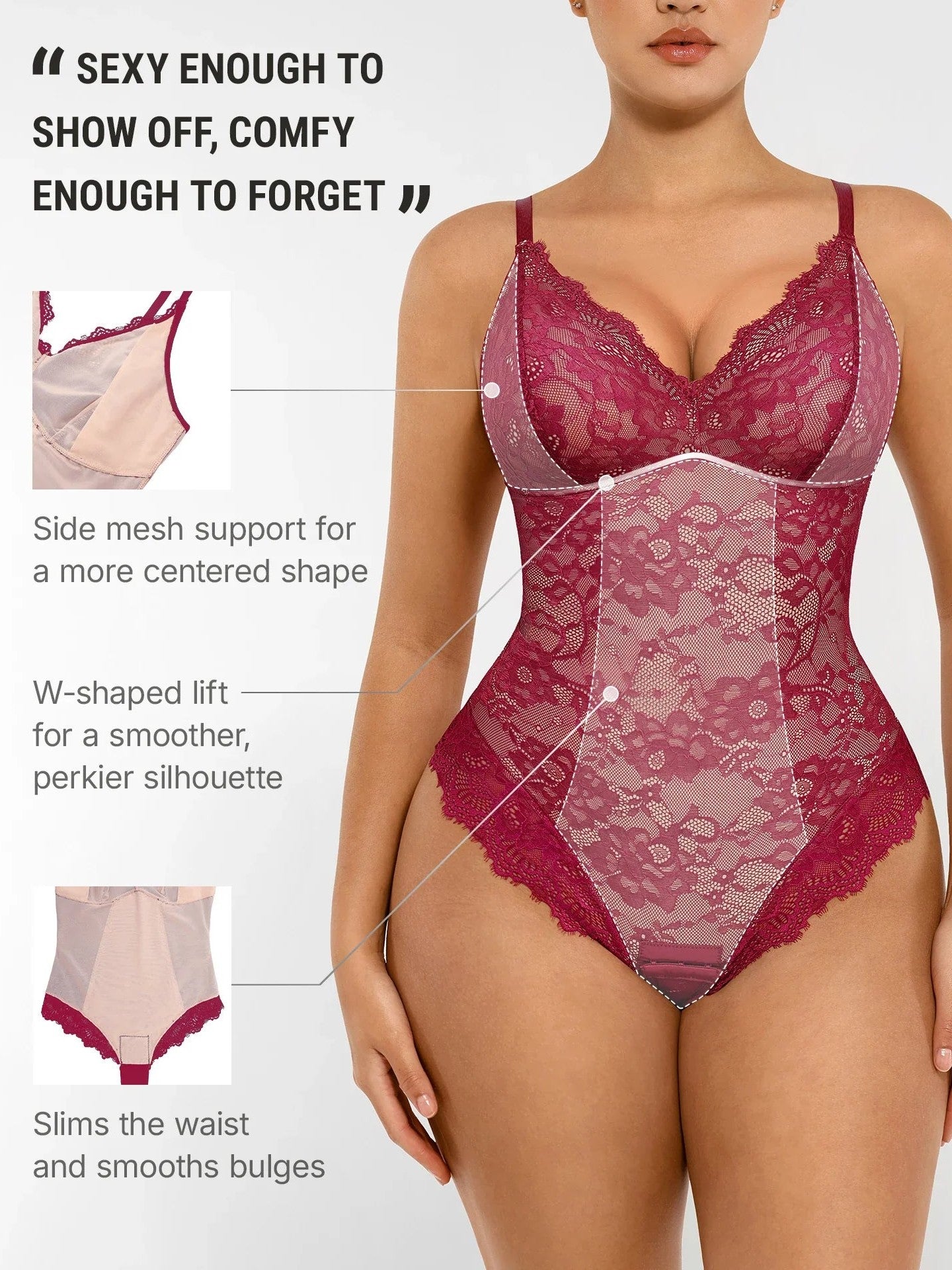 Lace V-Neck Breathable Bodysuit