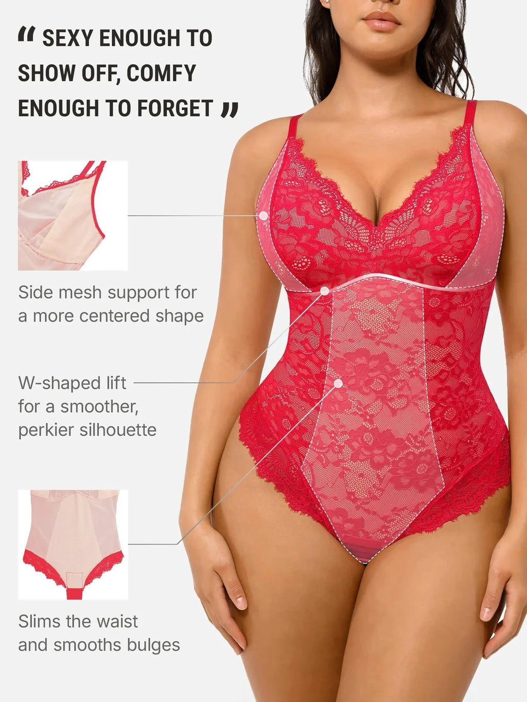 Lace V-Neck Breathable Bodysuit