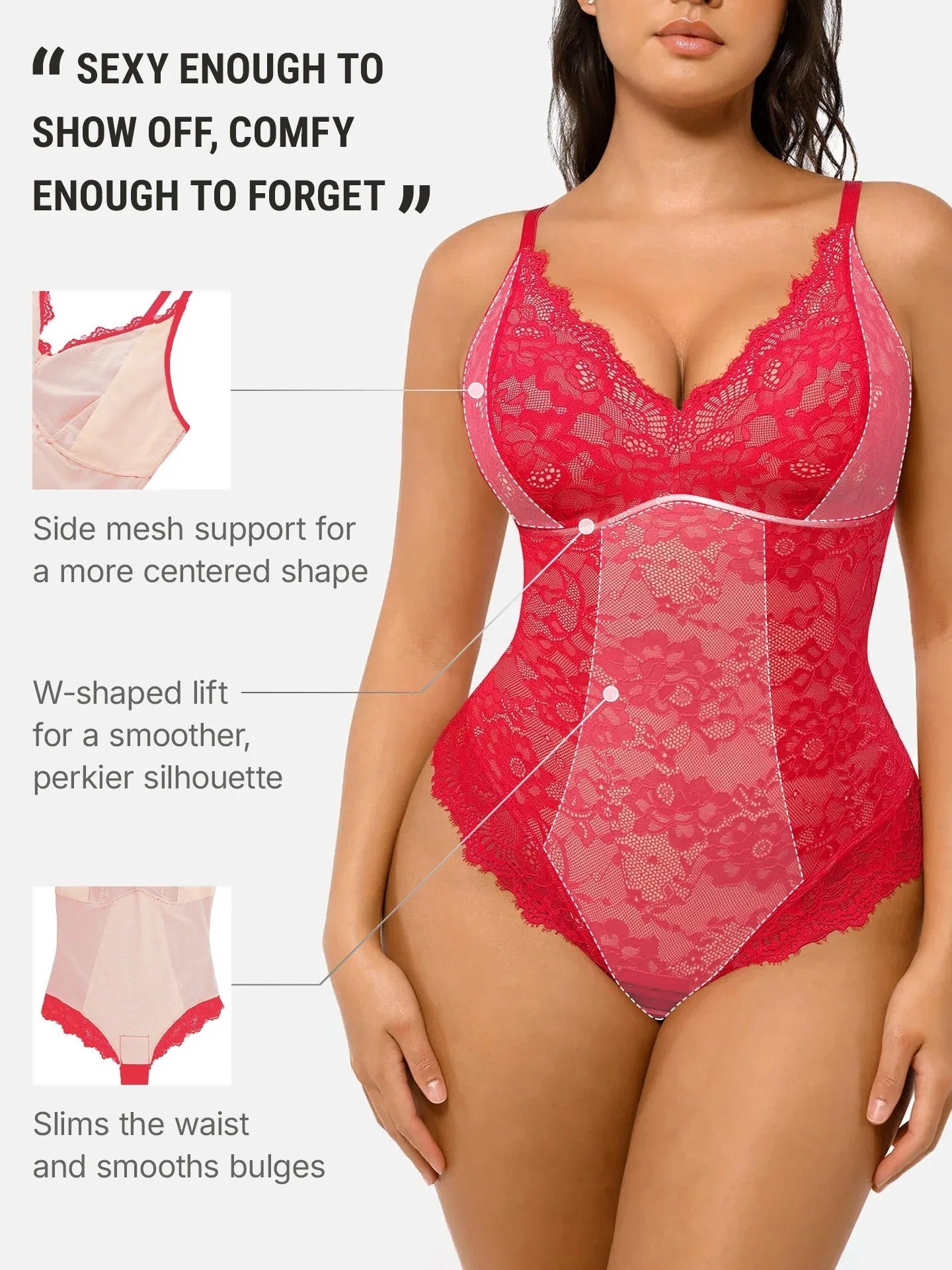 Lace V-Neck Breathable Bodysuit