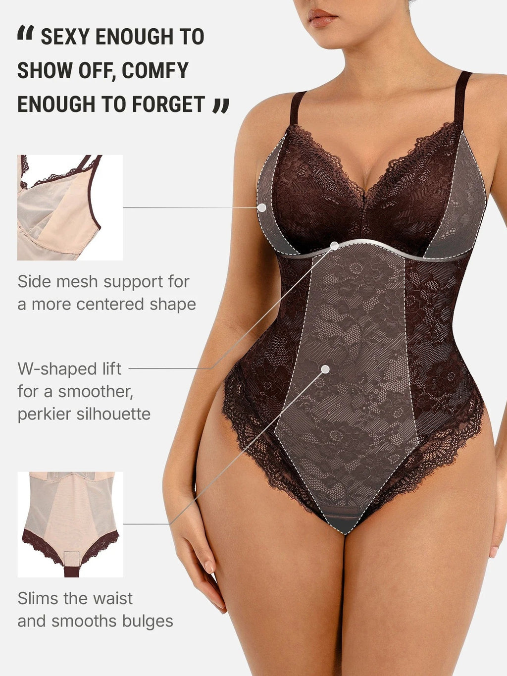 Lace V-Neck Breathable Bodysuit