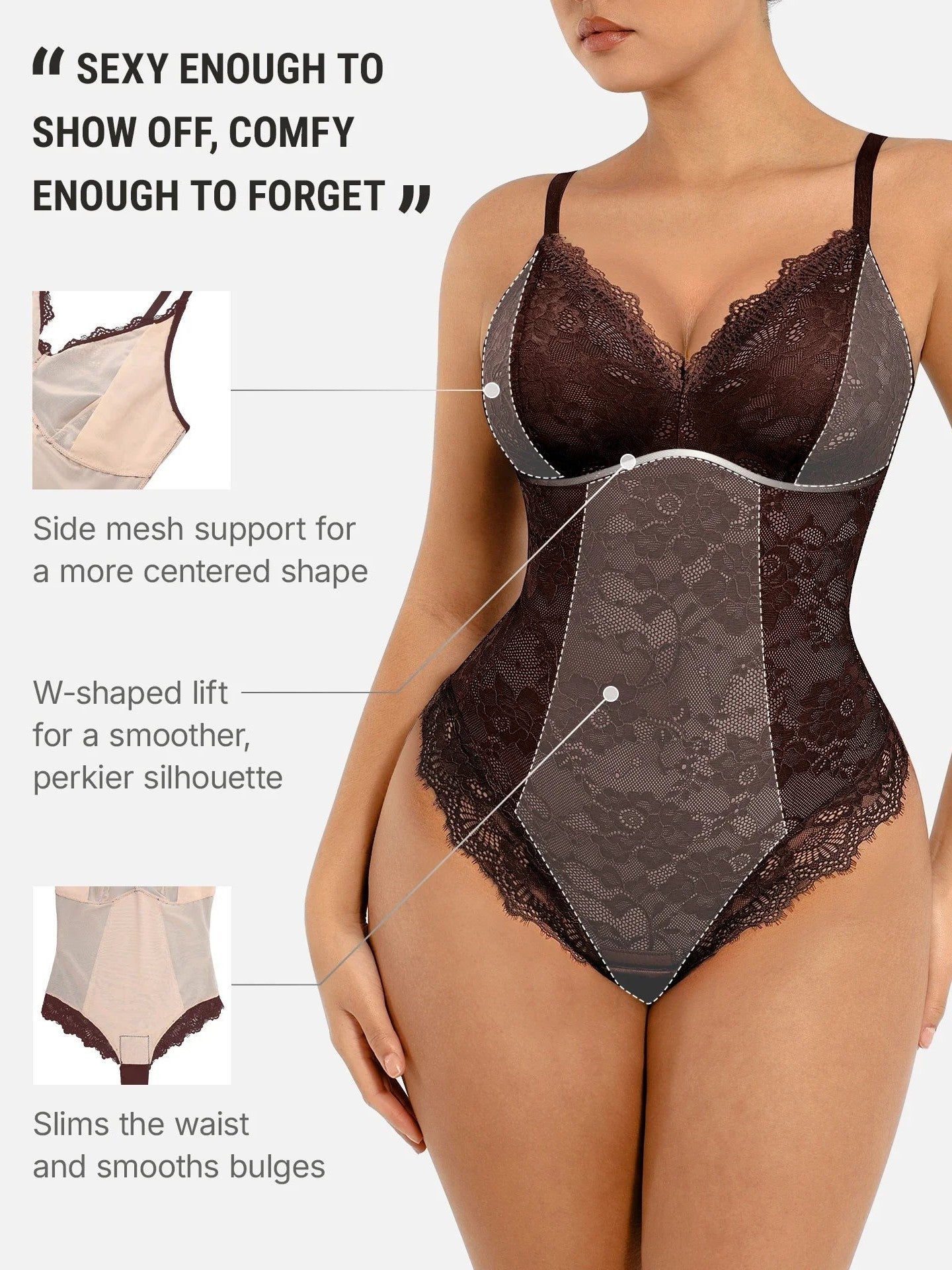 Lace V-Neck Breathable Bodysuit