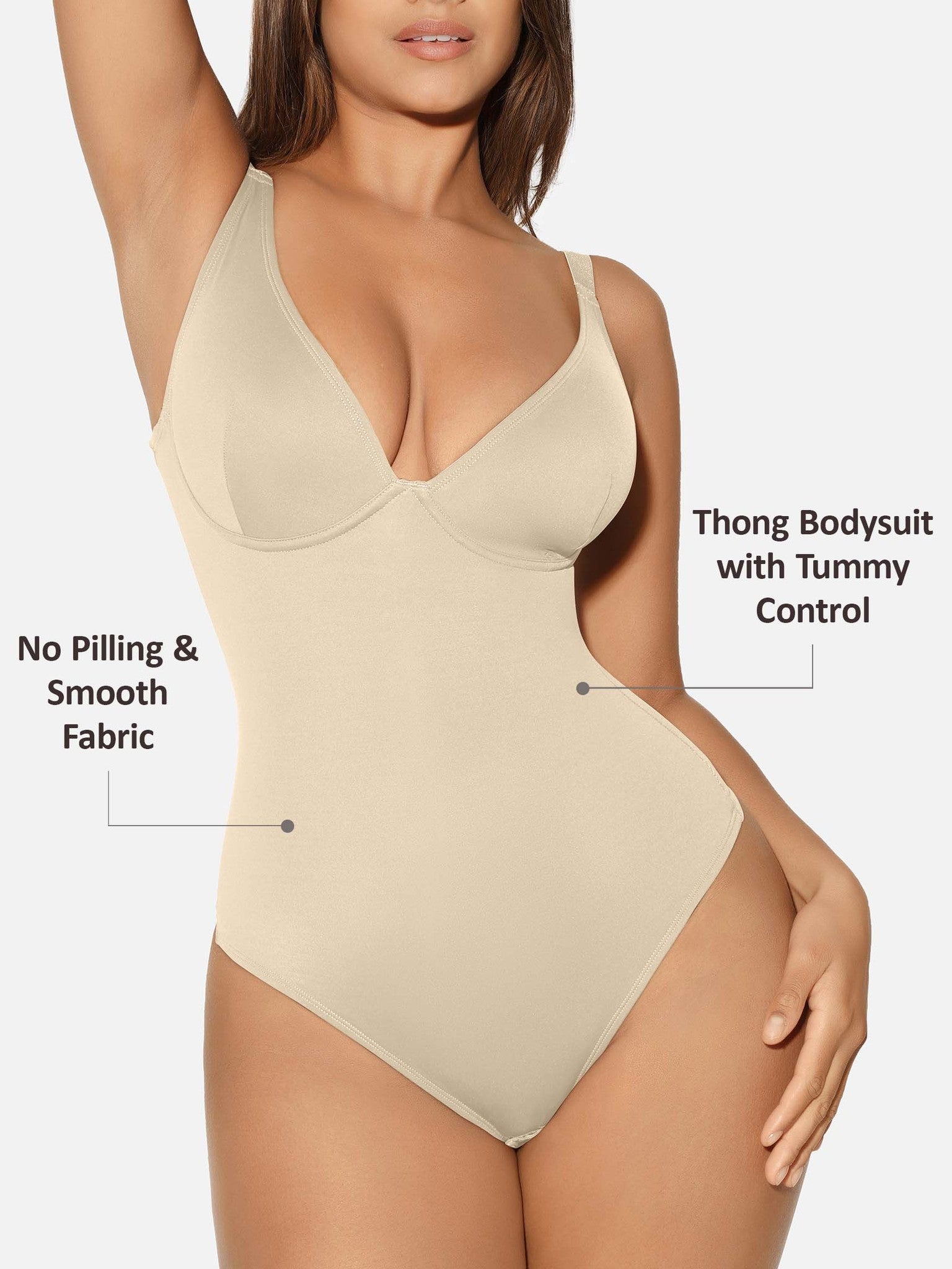 V-Neck Tummy Control Sculpt Bodysuit