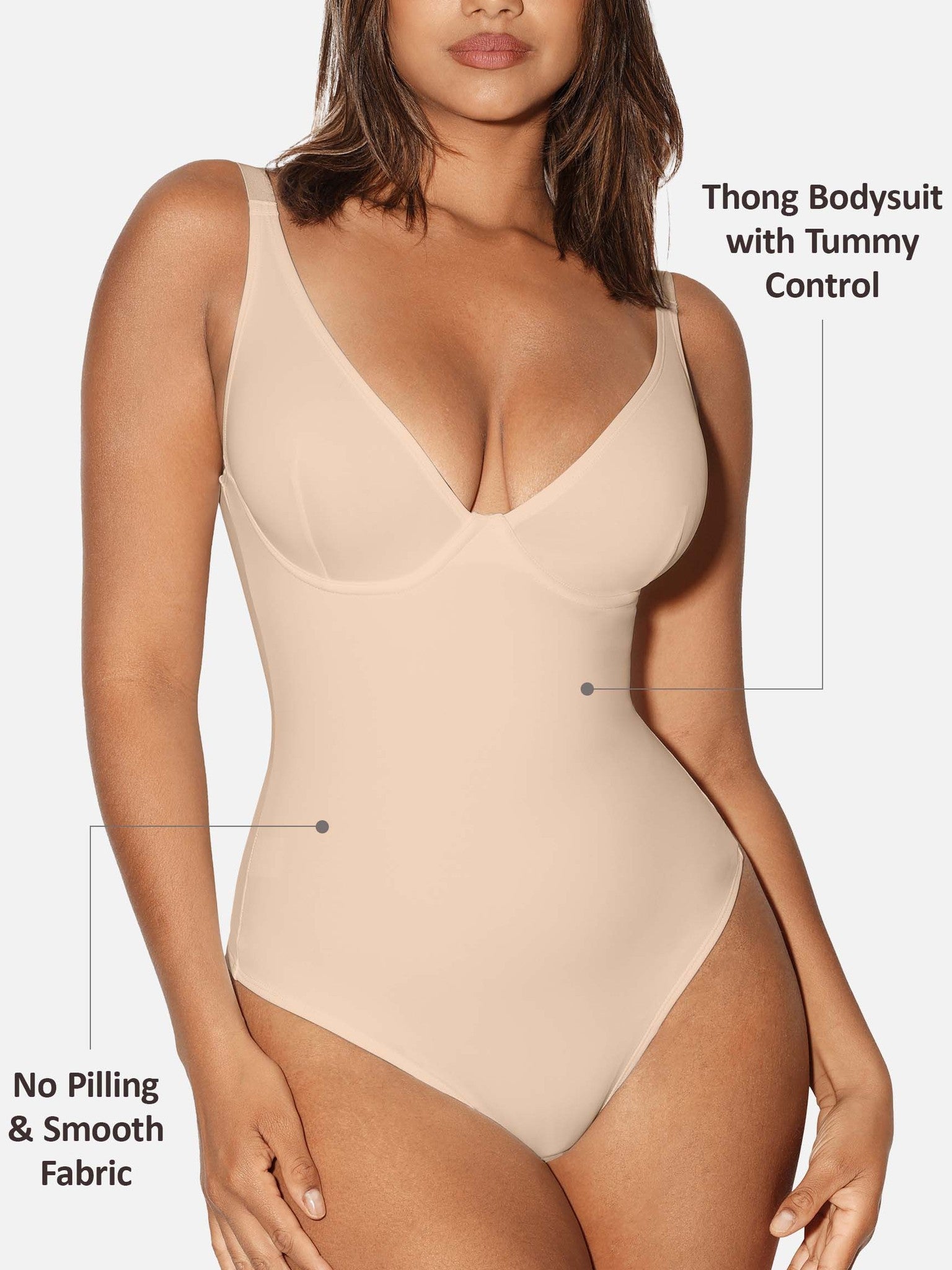 V-Neck Tummy Control Sculpt Bodysuit