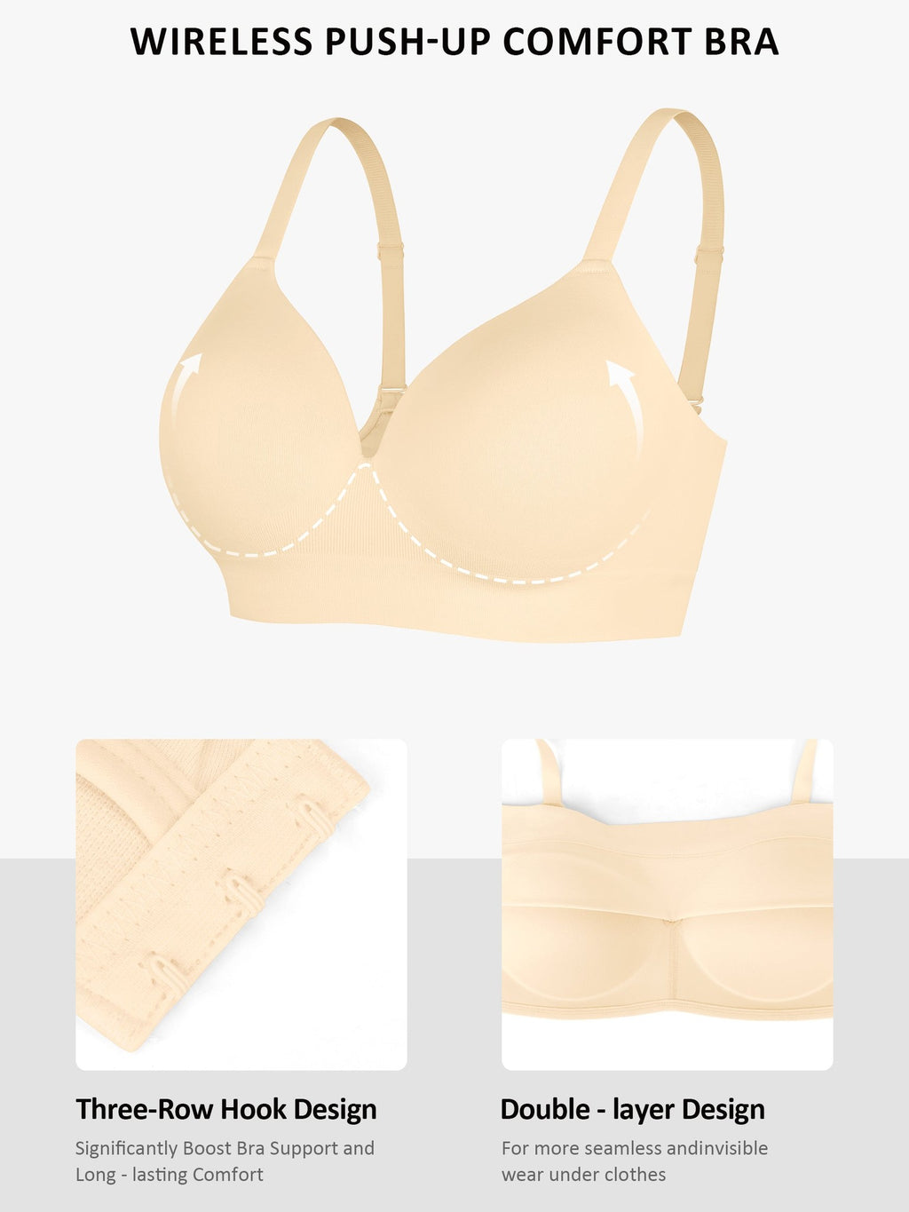 Wireless Push-Up Seamless Full Coverage Bra Bundle