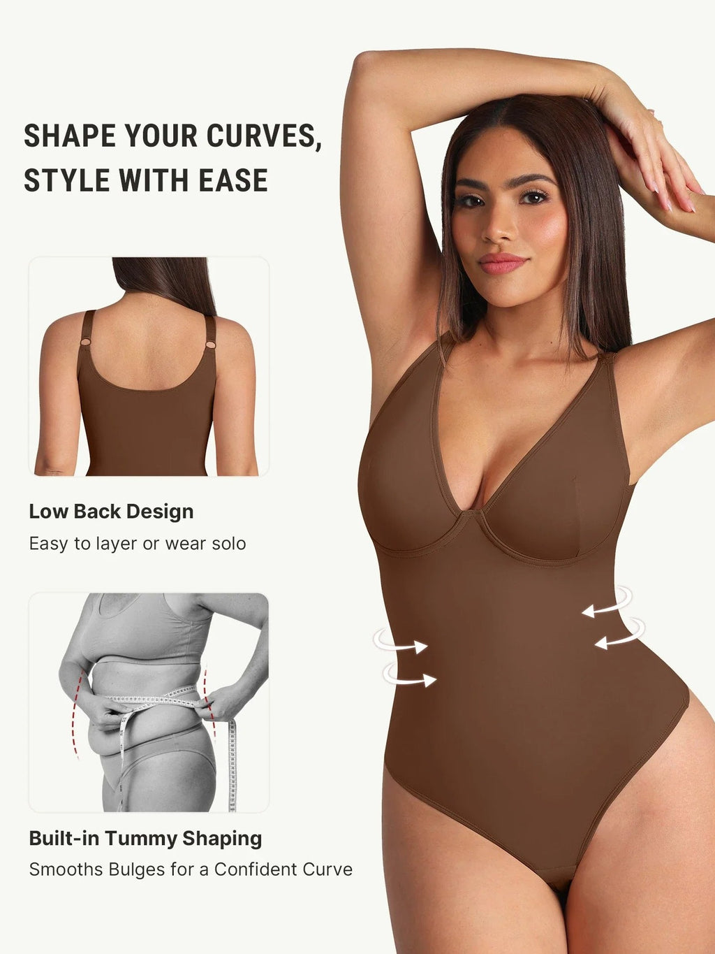 V-Neck Tummy Control Sculpt Bodysuit