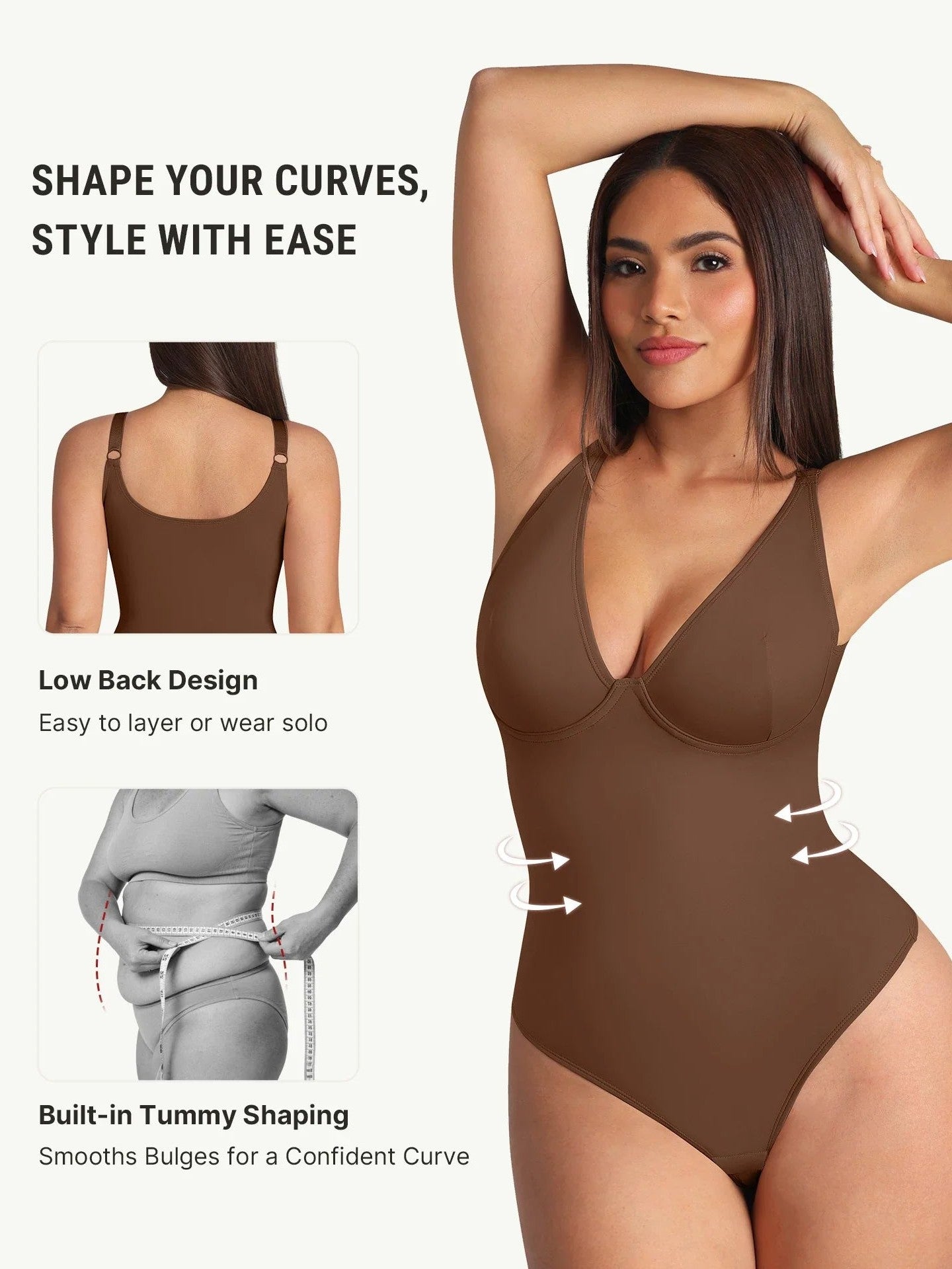 V-Neck Tummy Control Sculpt Bodysuit