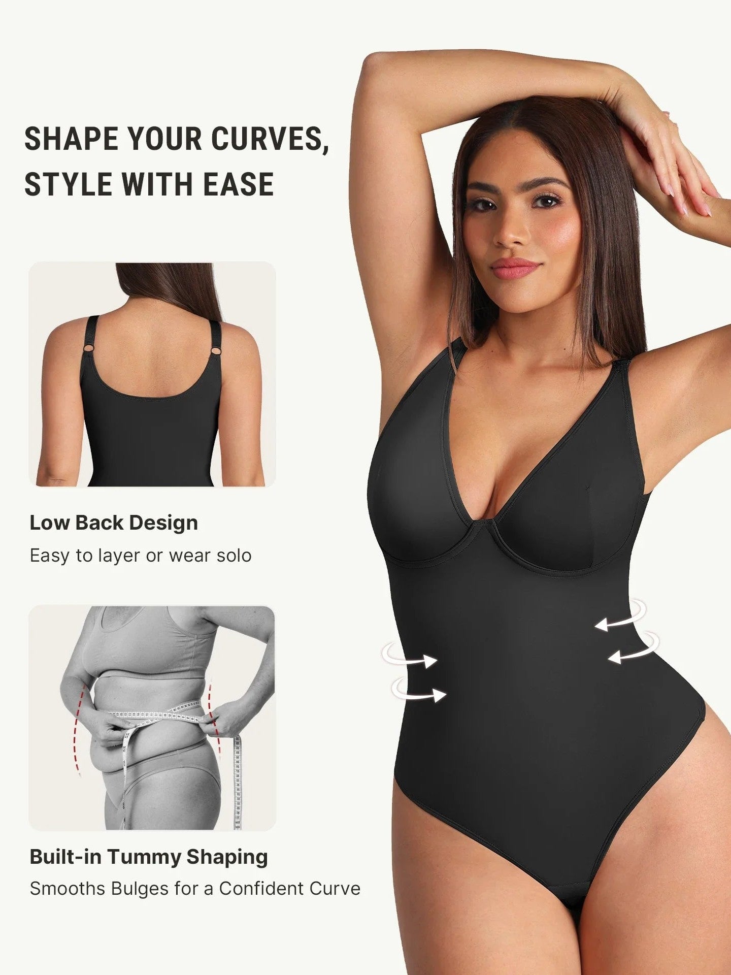 V-Neck Tummy Control Sculpt Bodysuit
