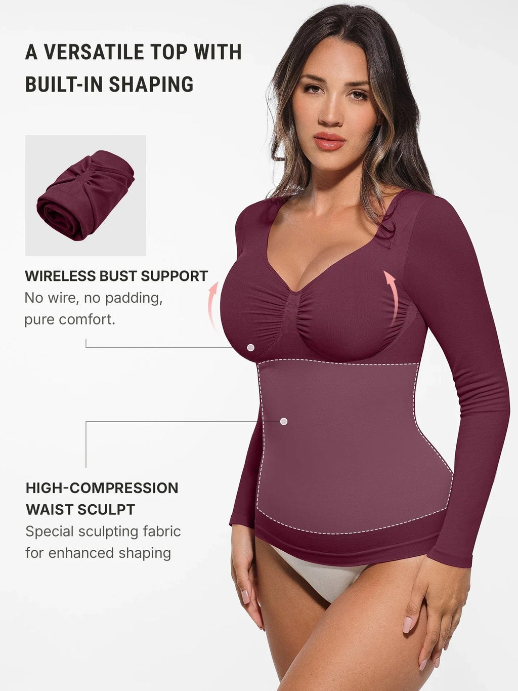 Feelingirl Seamless Long-Sleeve Everyday Shaper Top