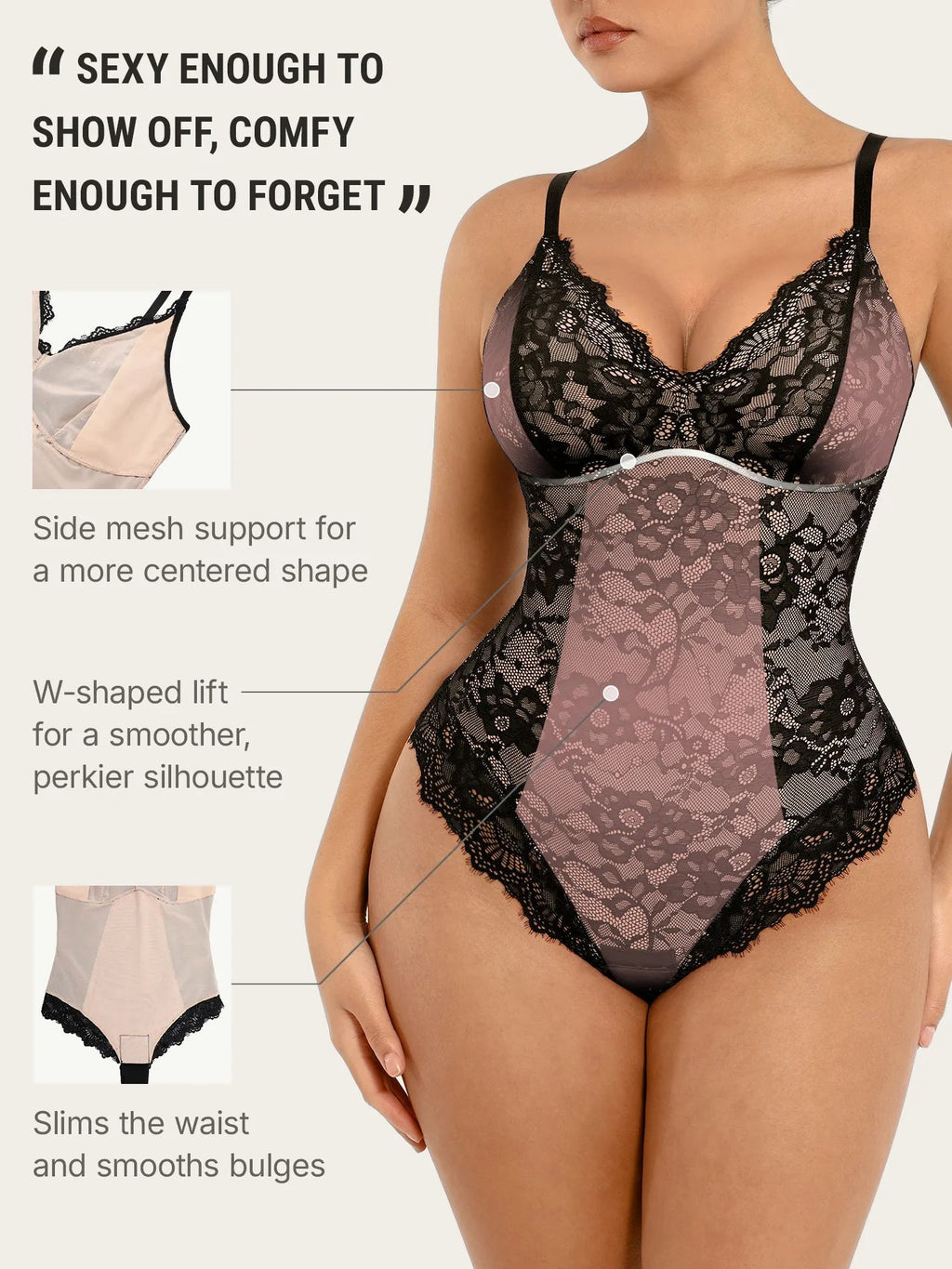 Lace V-Neck Breathable Bodysuit