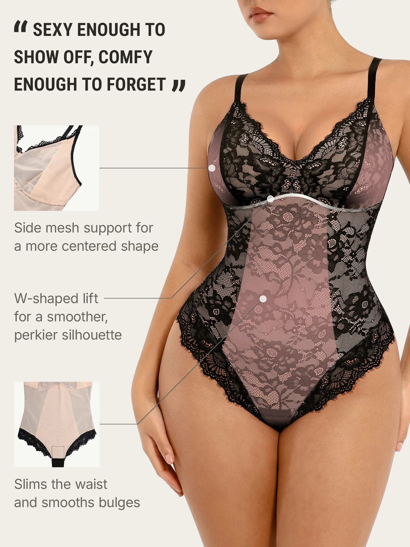 Lace V-Neck Breathable Bodysuit