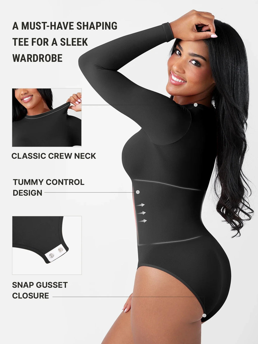 Feelingirl Seamless Ultra-Soft Crew Neck Bodysuit