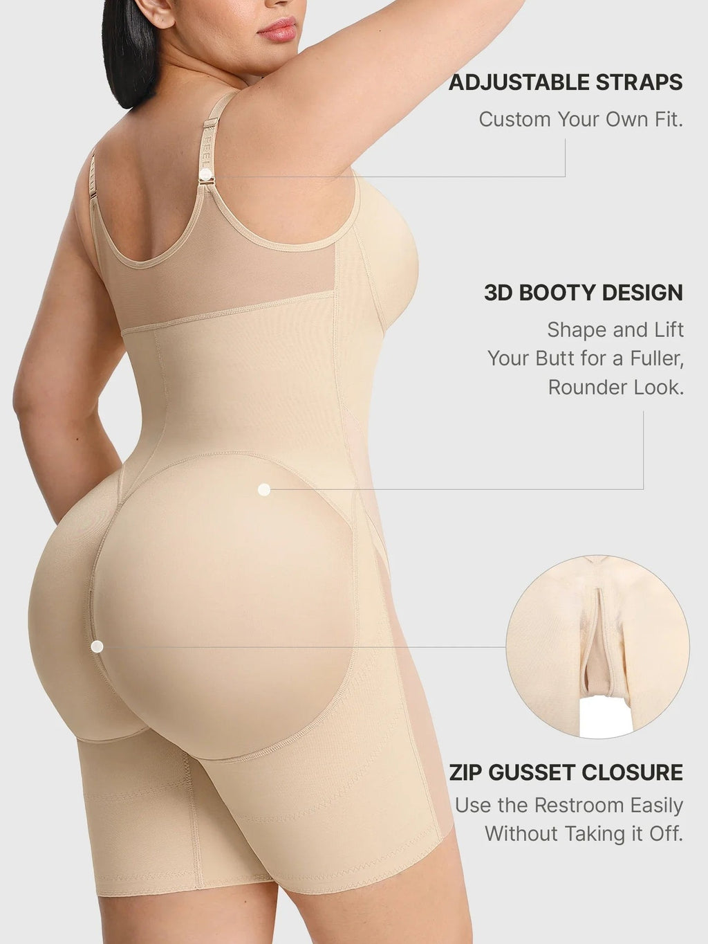 Feelingirl Full-Coverage Chest Faja Tummy Control Butt Lift Bodysuit