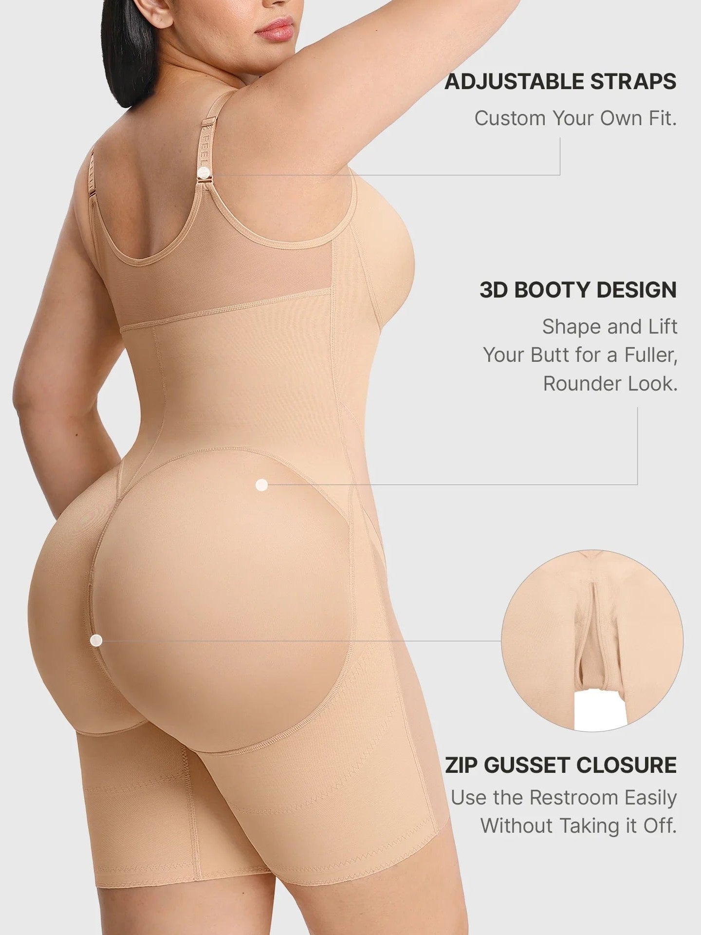 Feelingirl Full-Coverage Chest Faja Tummy Control Butt Lift Bodysuit