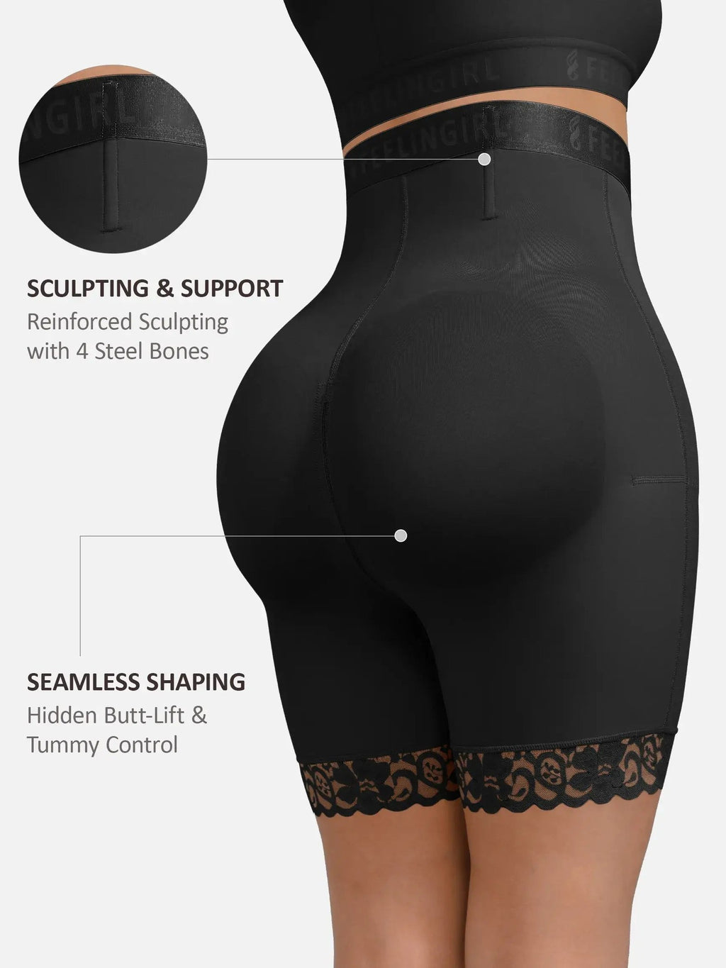 Feelingirl Steel-Boned High-Waist Shaper
