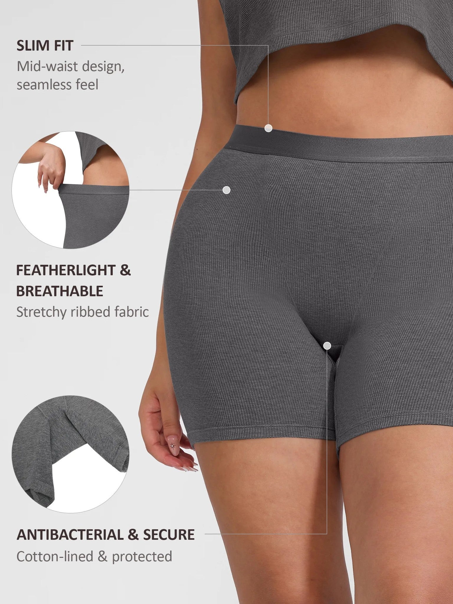 Feelingirl Comfortable Stretchy Mid-Waist Boxer Shorts