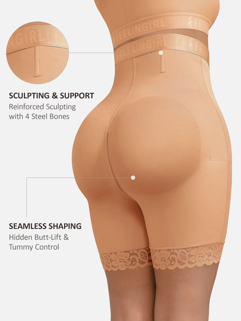Feelingirl Steel-Boned High-Waist Shaper