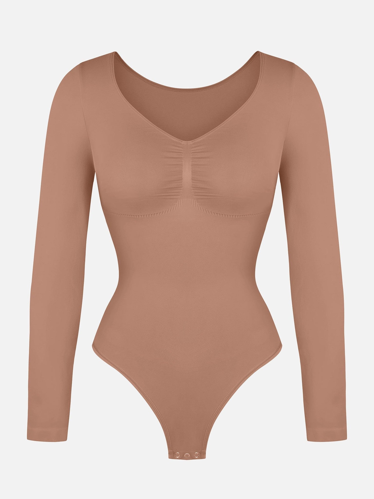 Seamless Long Sleeve Tummy Control Thong Bodysuit