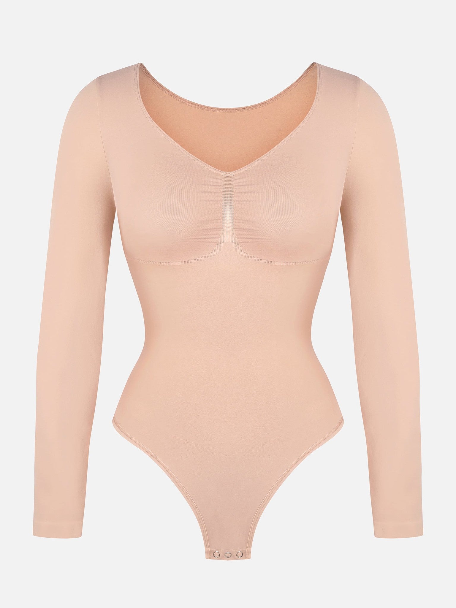 Seamless Long Sleeve Tummy Control Thong Bodysuit