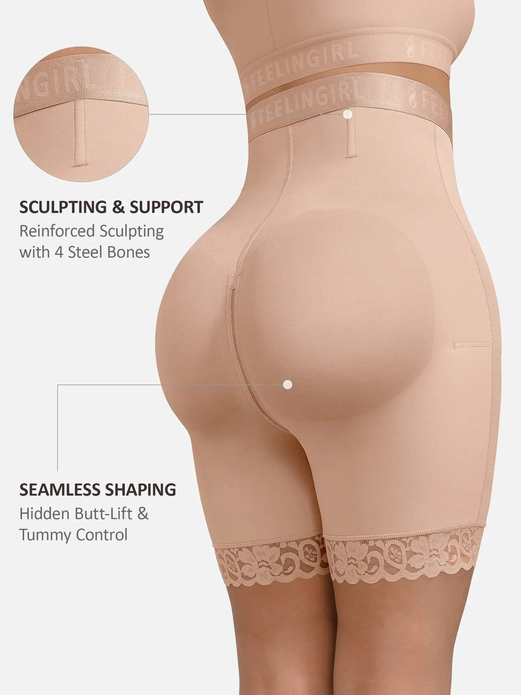 Feelingirl Steel-Boned High-Waist Shaper