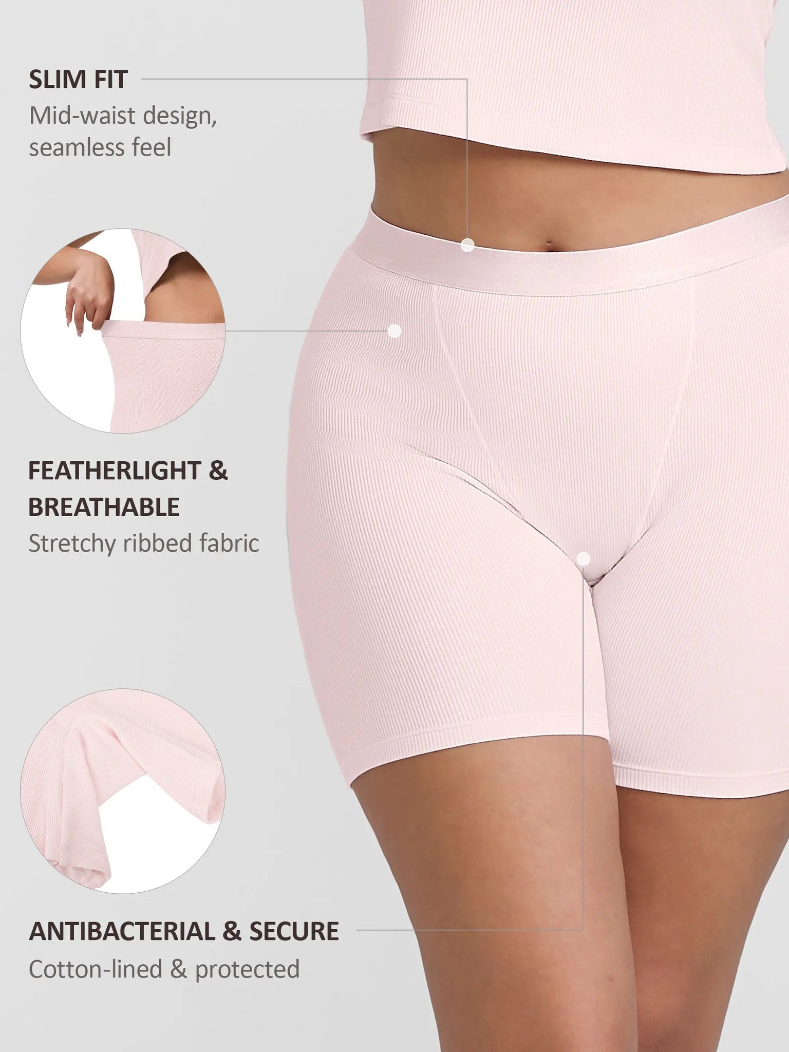 Feelingirl Comfortable Stretchy Mid-Waist Boxer Shorts