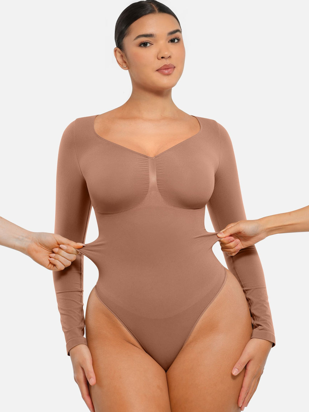 Seamless Long Sleeve Tummy Control Thong Bodysuit