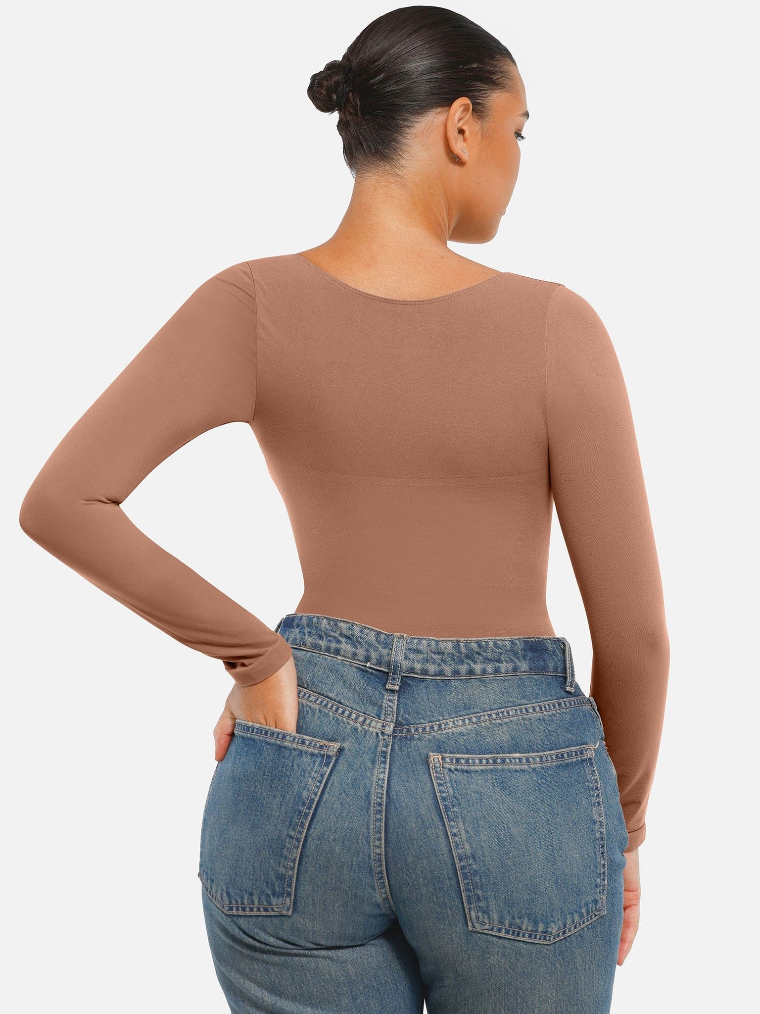 Seamless Long Sleeve Tummy Control Thong Bodysuit