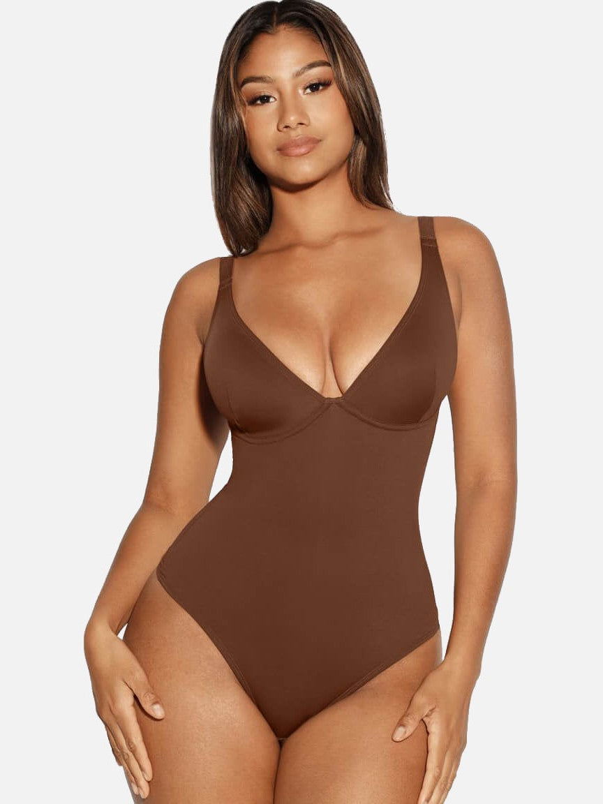 V-Neck Tummy Control Sculpt Bodysuit