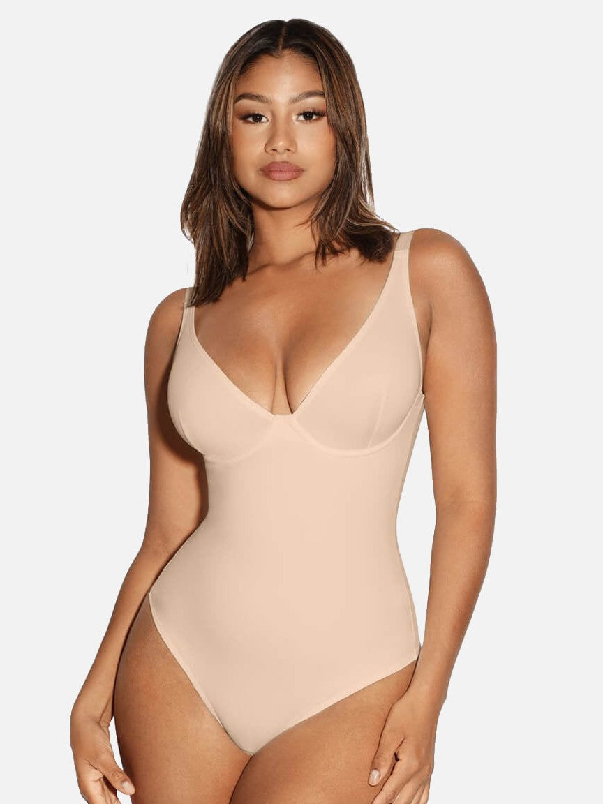 V-Neck Tummy Control Sculpt Bodysuit