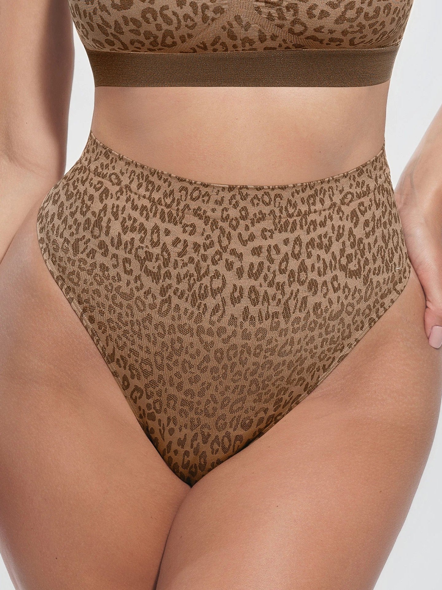 Mid-Waist Leopard Print Tummy Control Thong