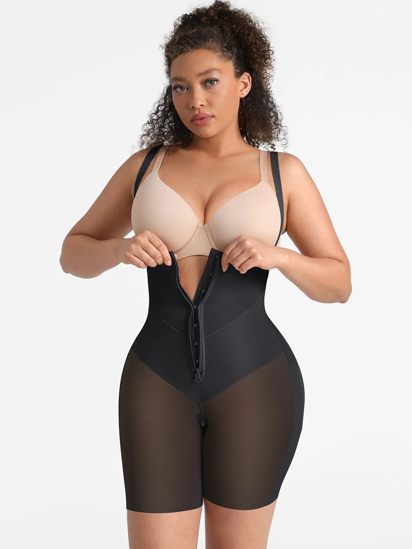 Feelingirl Wide V-neck Belt High-Waist Shaping Shorts