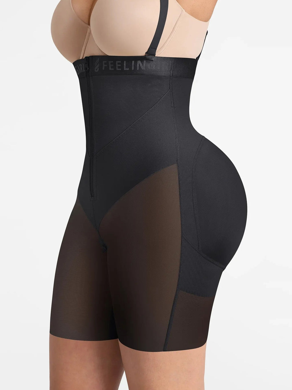 Feelingirl Wide V-neck Belt High-Waist Shaping Shorts