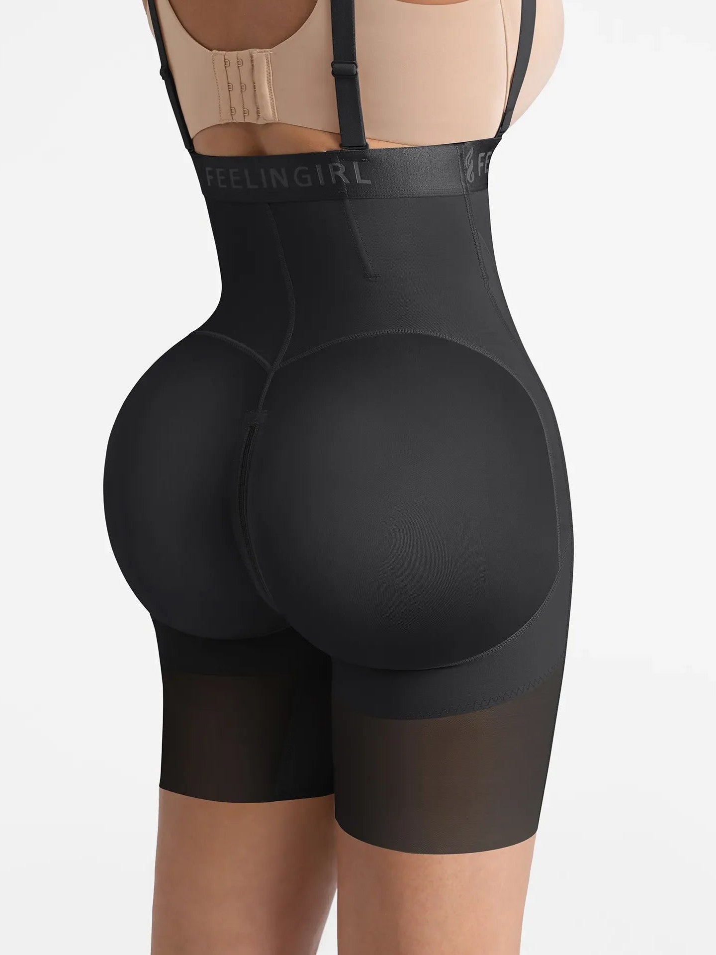 Feelingirl Wide V-neck Belt High-Waist Shaping Shorts