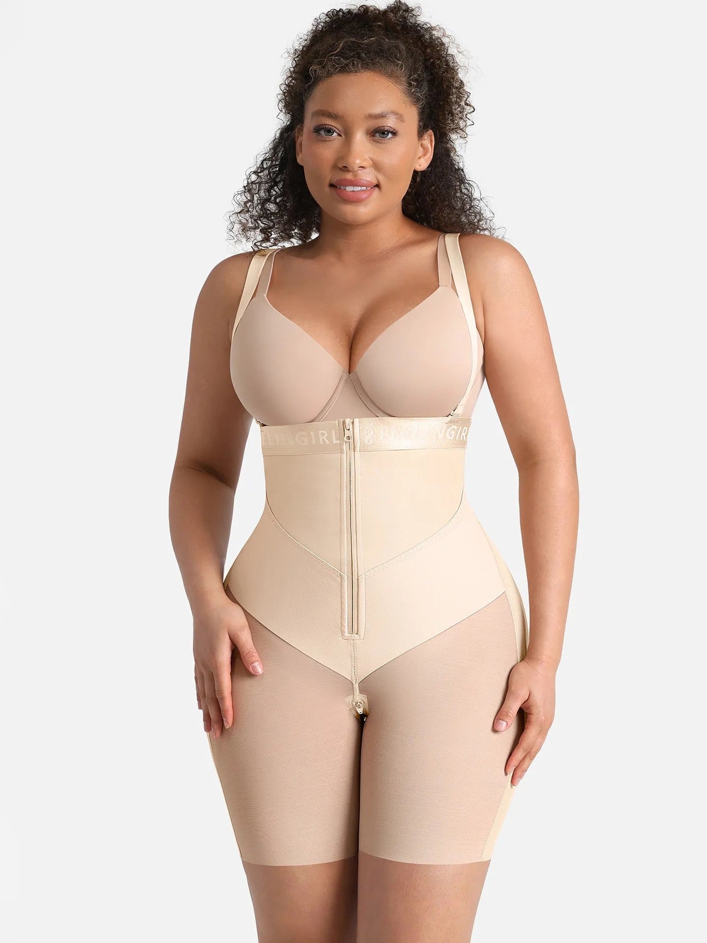 Feelingirl Wide V-neck Belt High-Waist Shaping Shorts