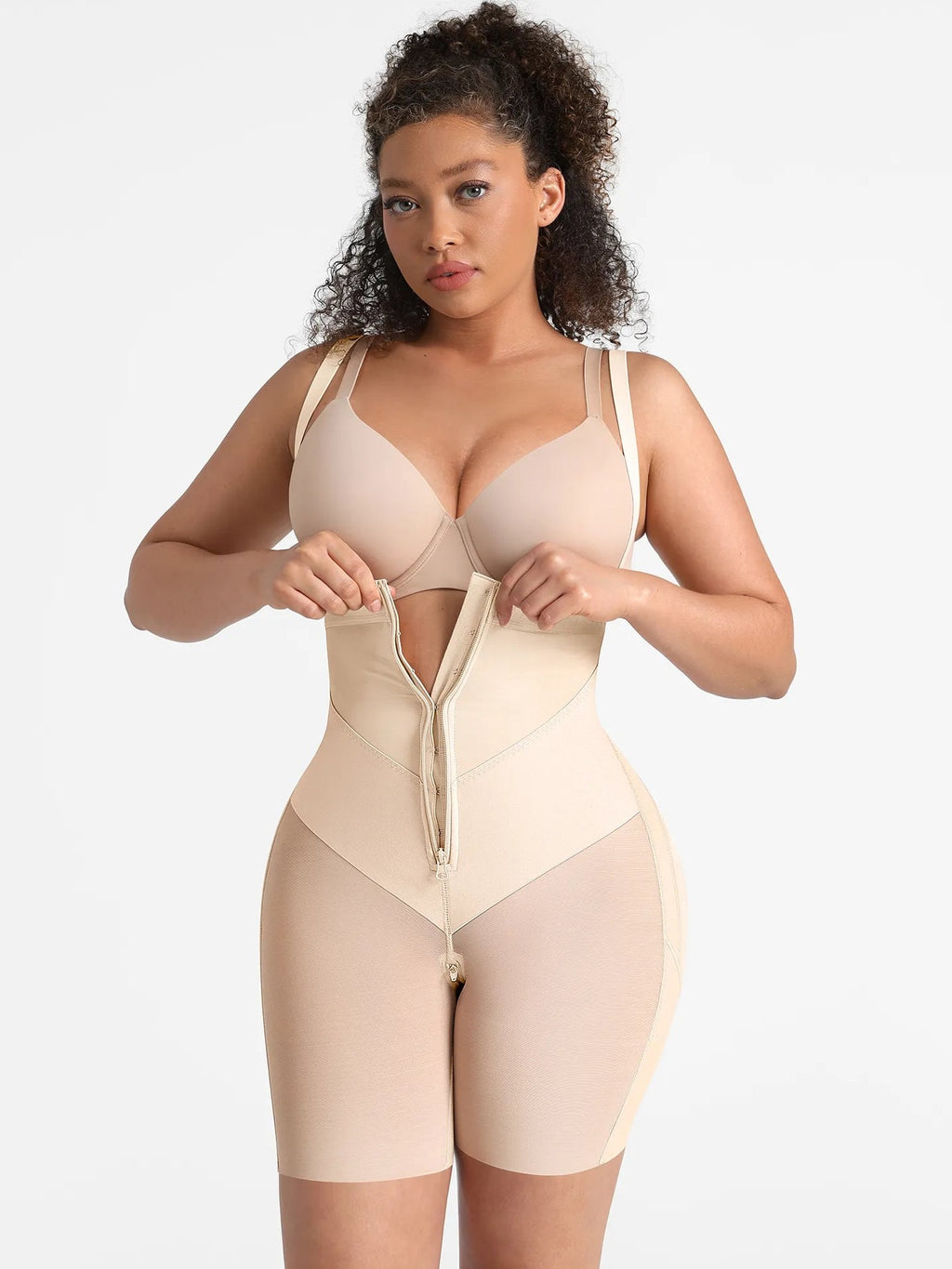 Feelingirl Wide V-neck Belt High-Waist Shaping Shorts