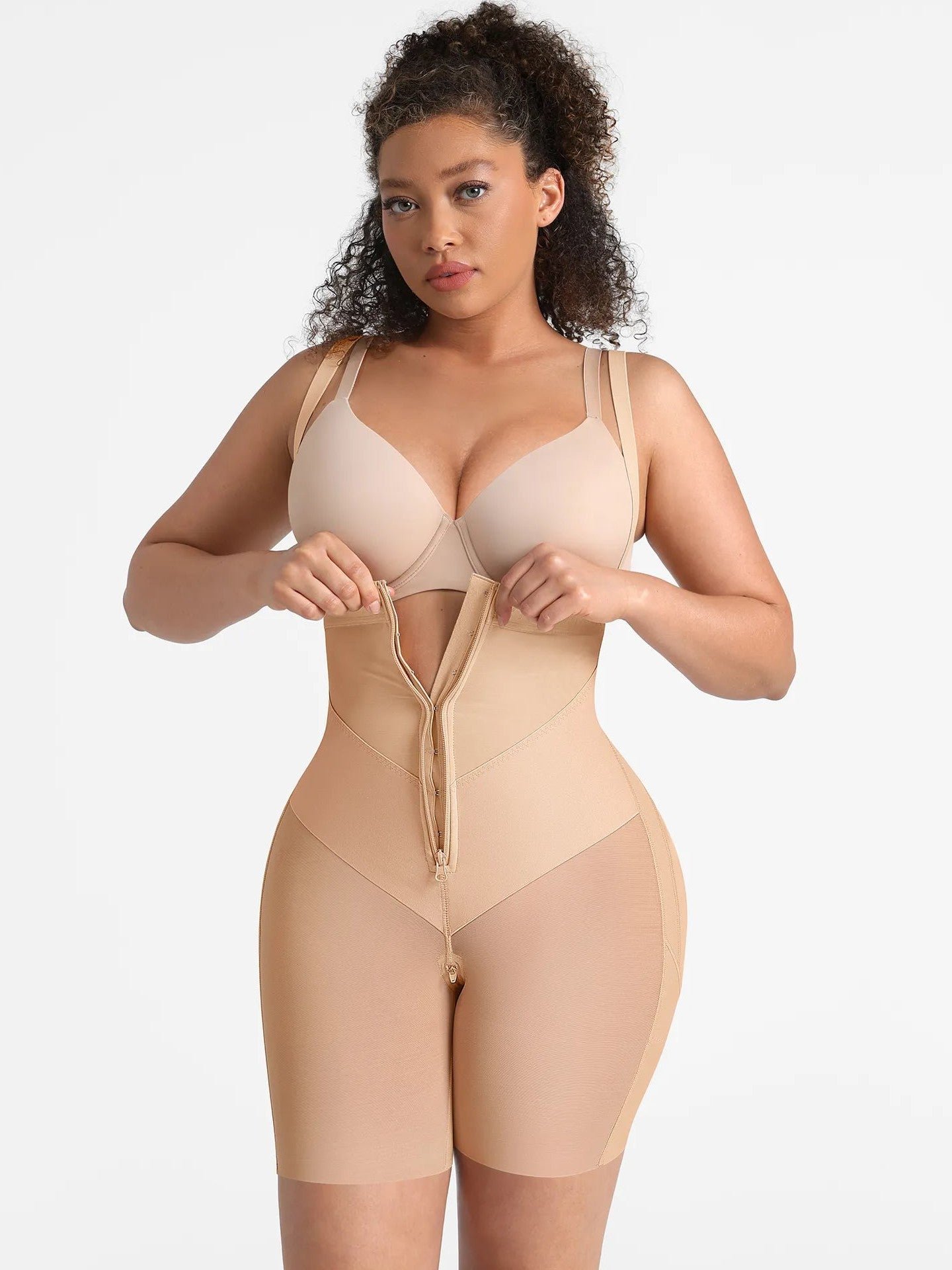 Feelingirl Wide V-neck Belt High-Waist Shaping Shorts