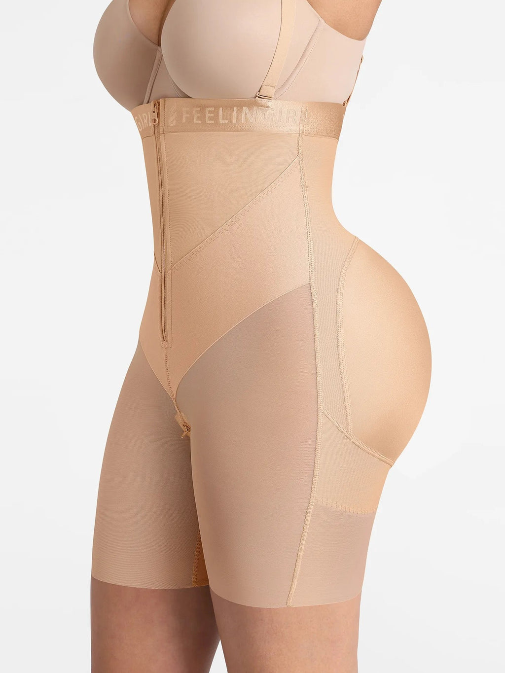 Feelingirl Wide V-neck Belt High-Waist Shaping Shorts