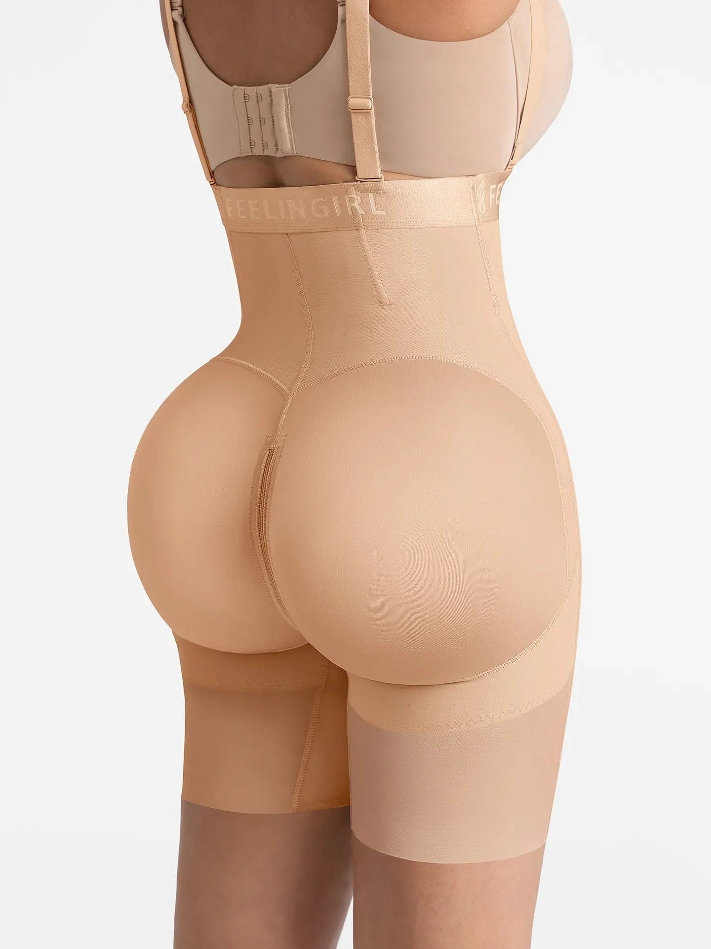 Feelingirl Wide V-neck Belt High-Waist Shaping Shorts