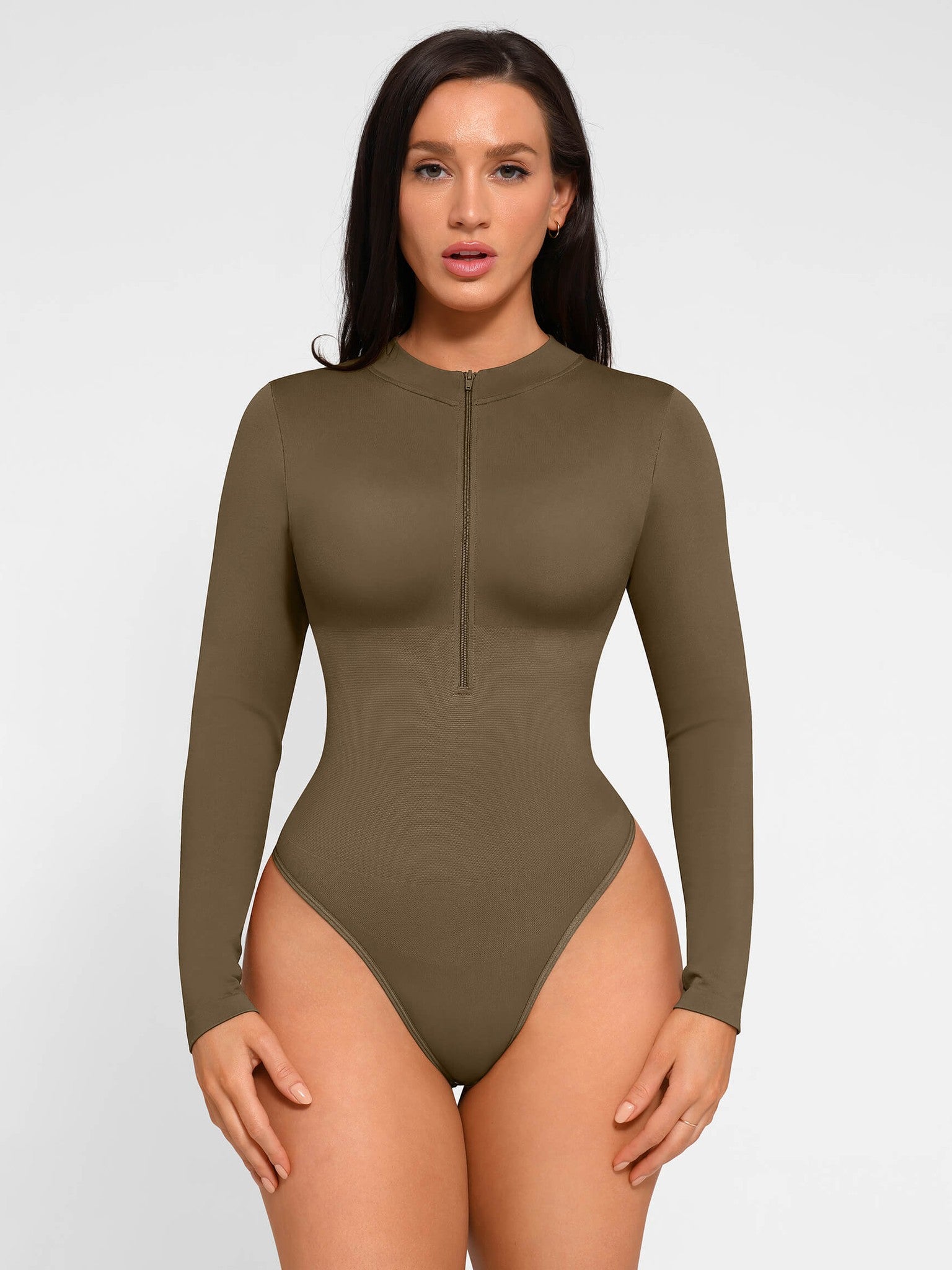 Long Sleeve Zipper Seamless Bodysuit