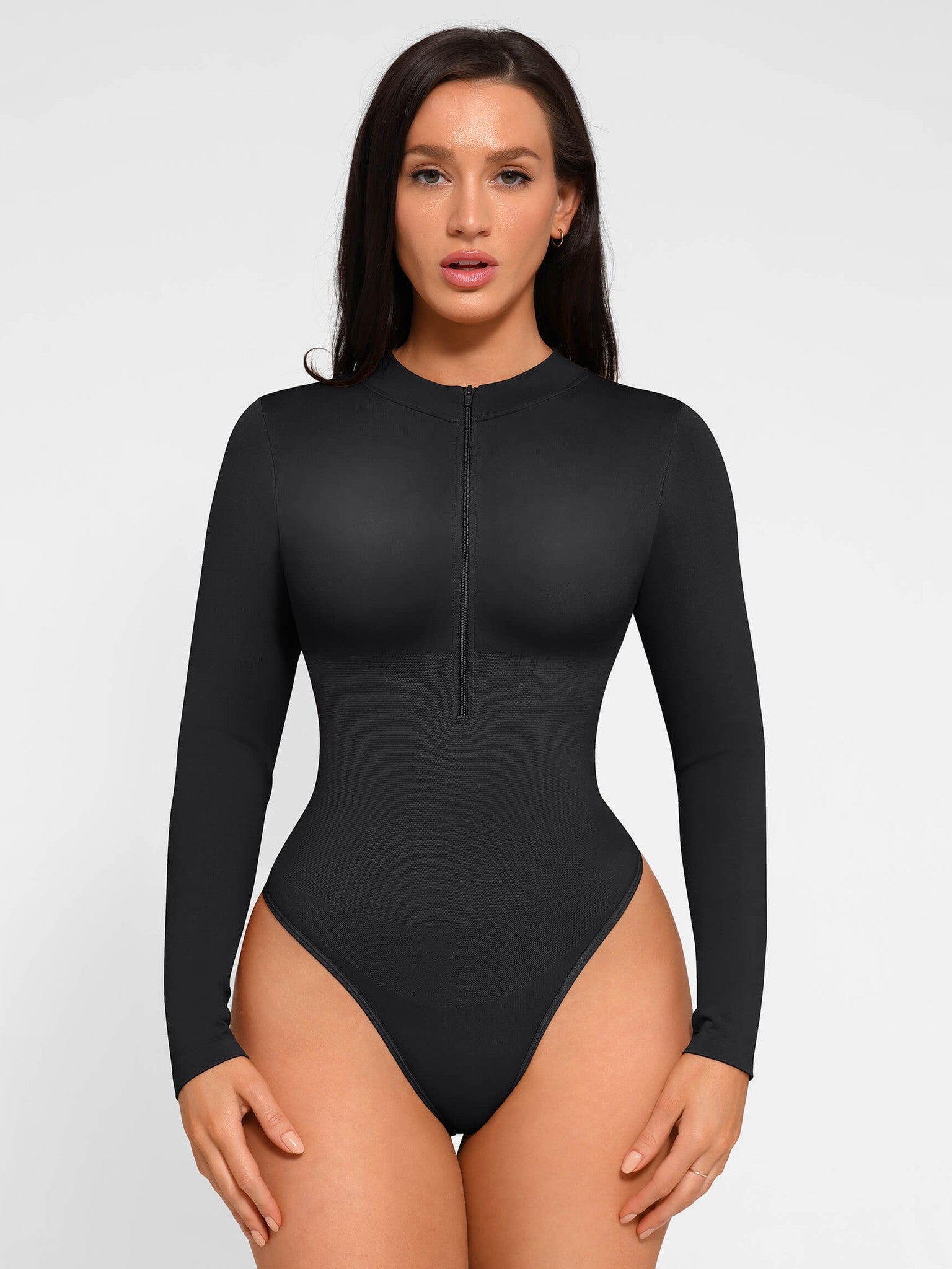 Long Sleeve Zipper Seamless Bodysuit