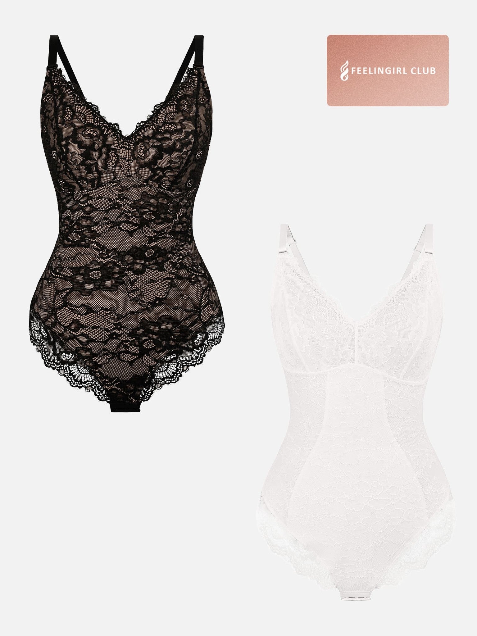 2-Pack Lace V Neck Bodysuit Bundle