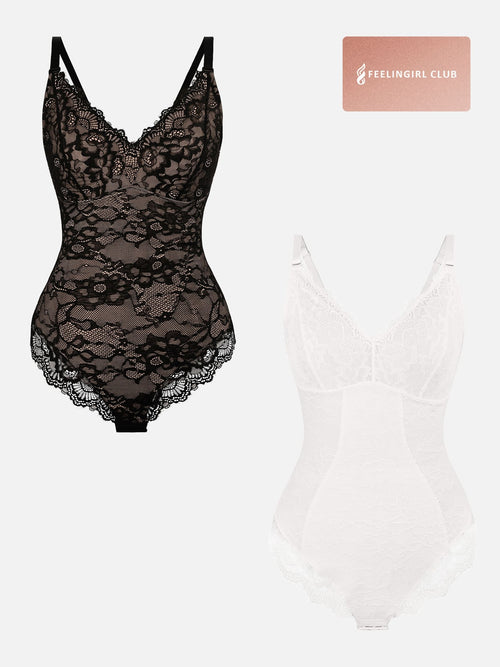 2-Pack Lace V Neck Bodysuit Bundle