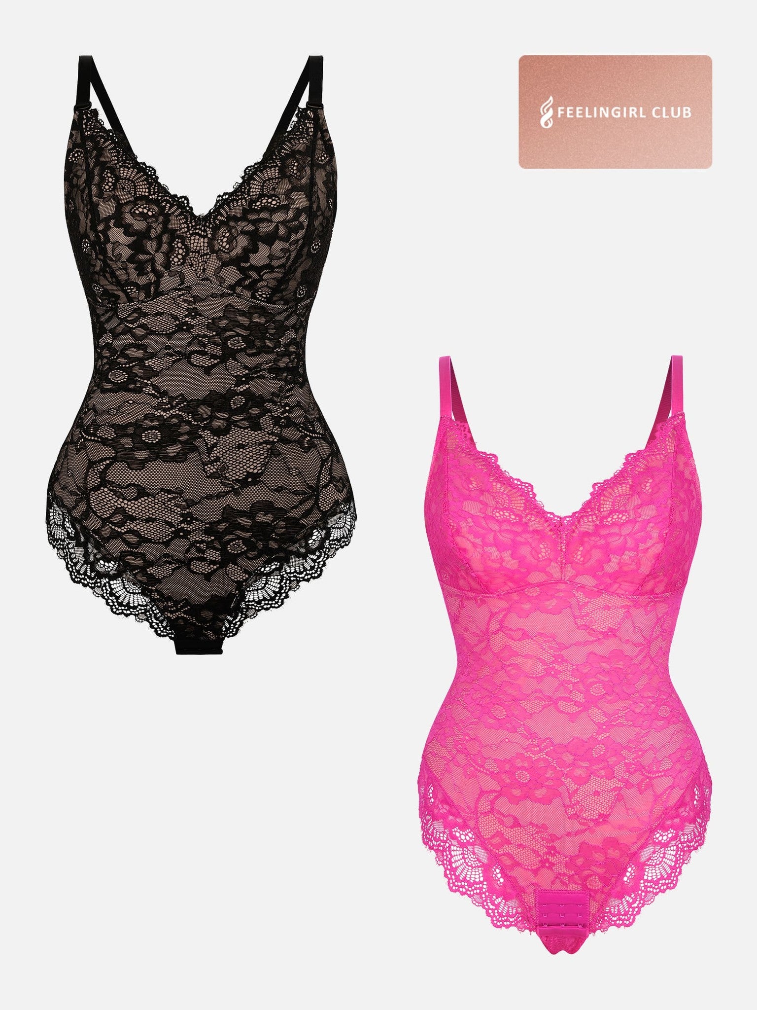 2-Pack Lace V Neck Bodysuit Bundle