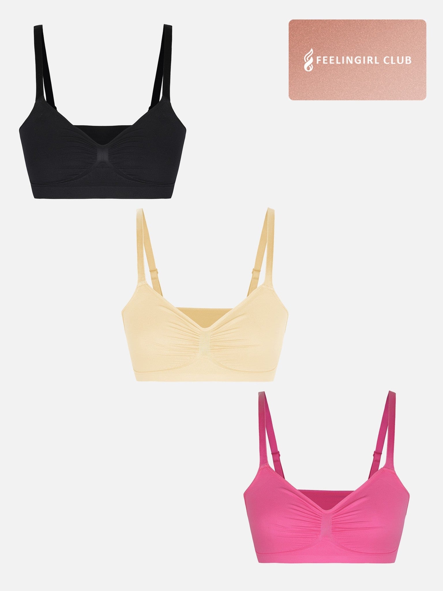 3-Pack Seamless Smooth Wireless Bra Bundle
