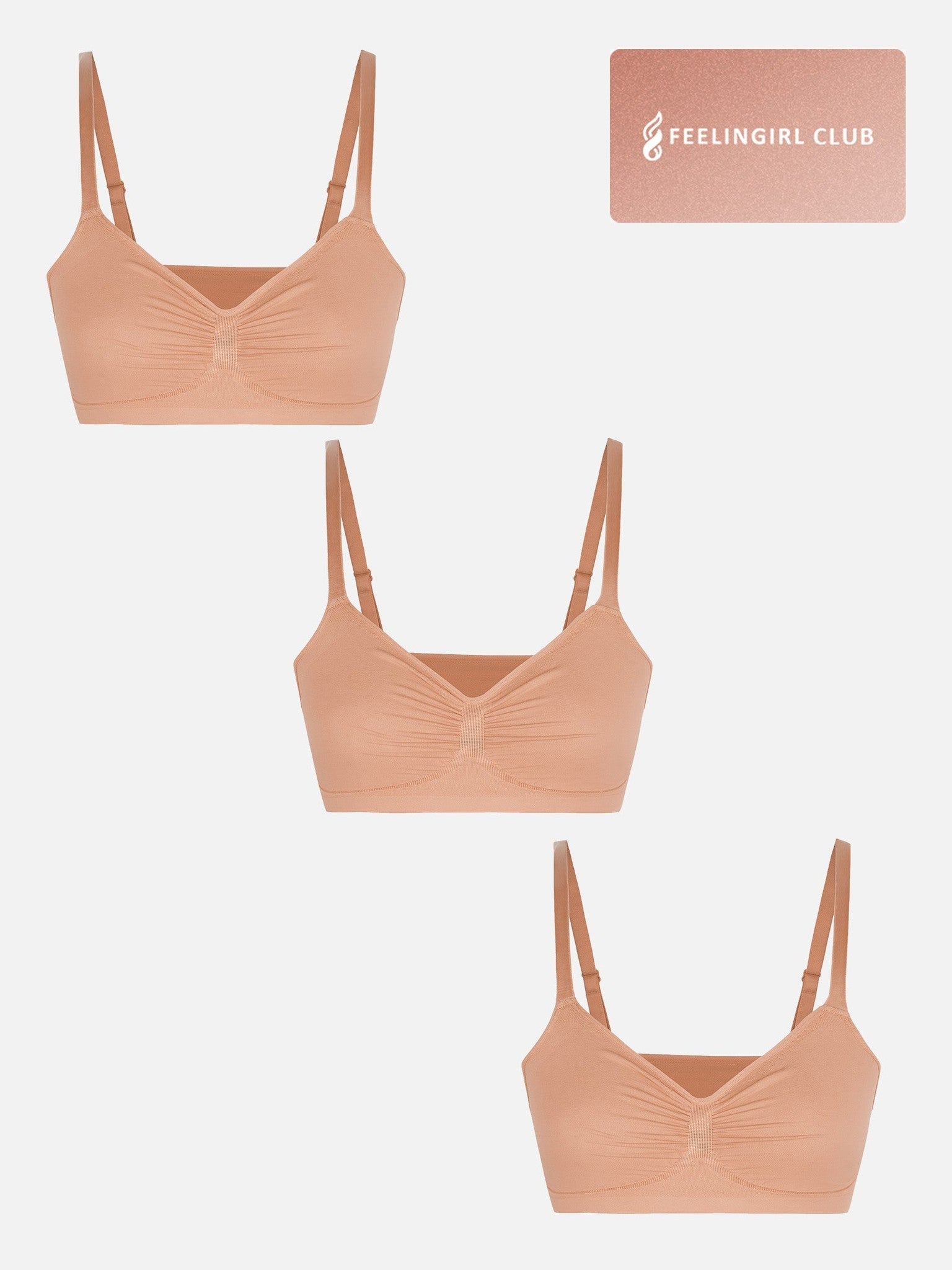 3-Pack Seamless Smooth Wireless Bra Bundle