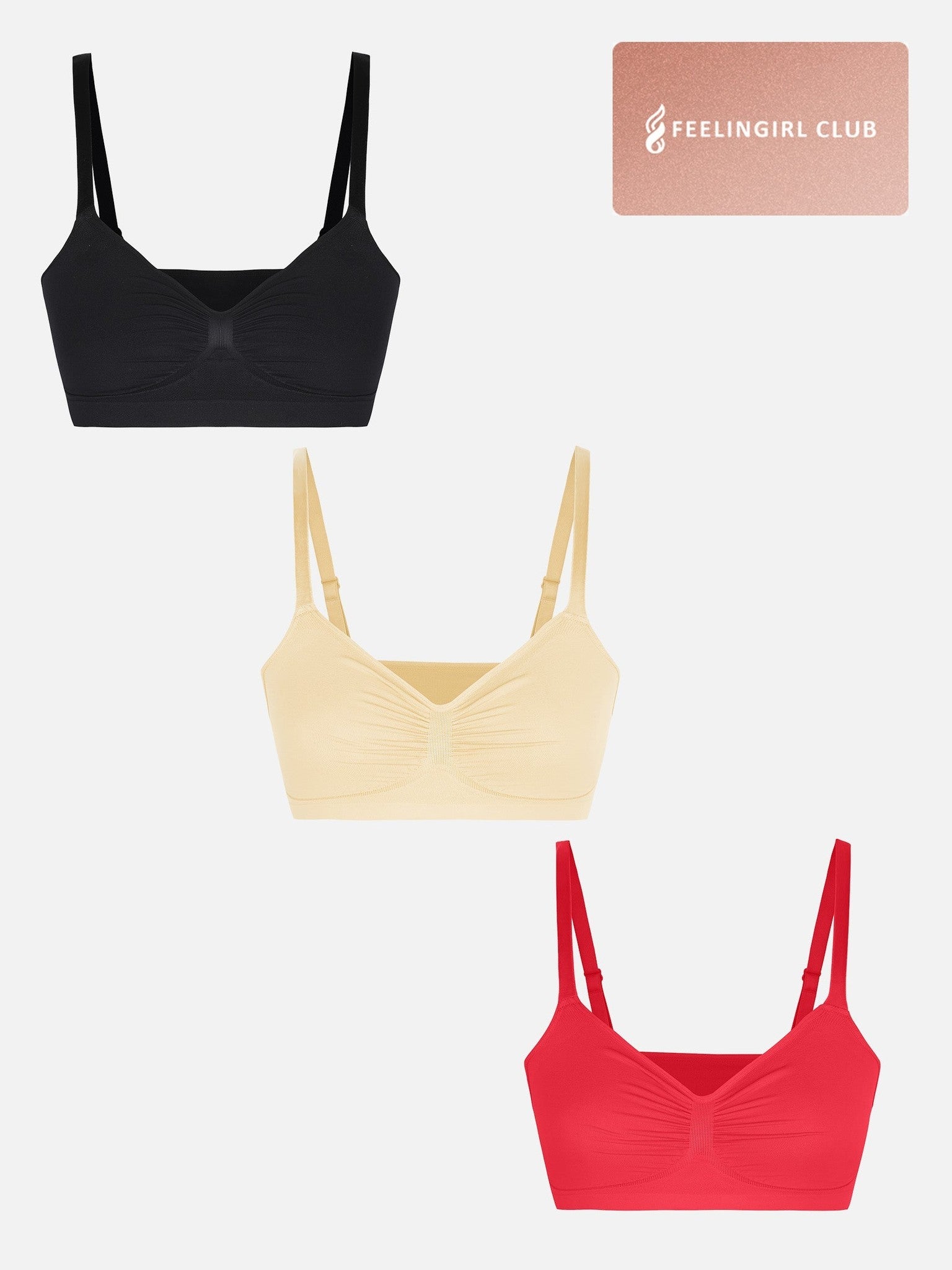 3-Pack Seamless Smooth Wireless Bra Bundle