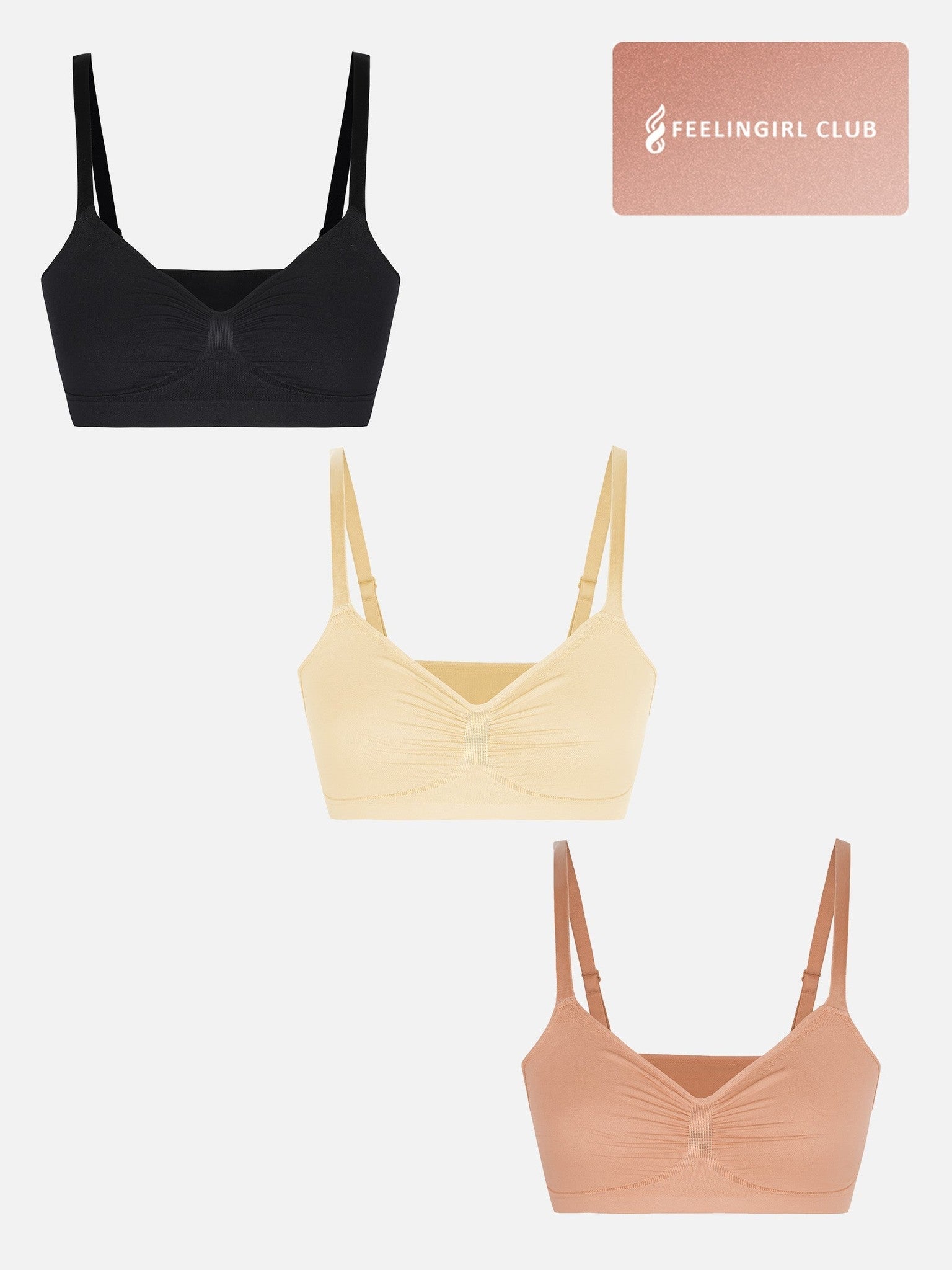 3-Pack Seamless Smooth Wireless Bra Bundle