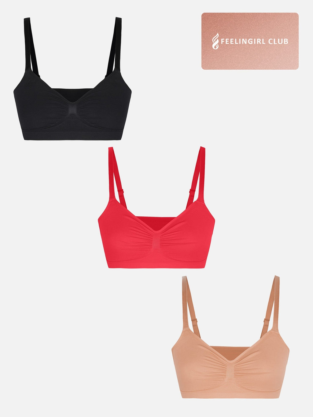 3-Pack Seamless Smooth Wireless Bra Bundle