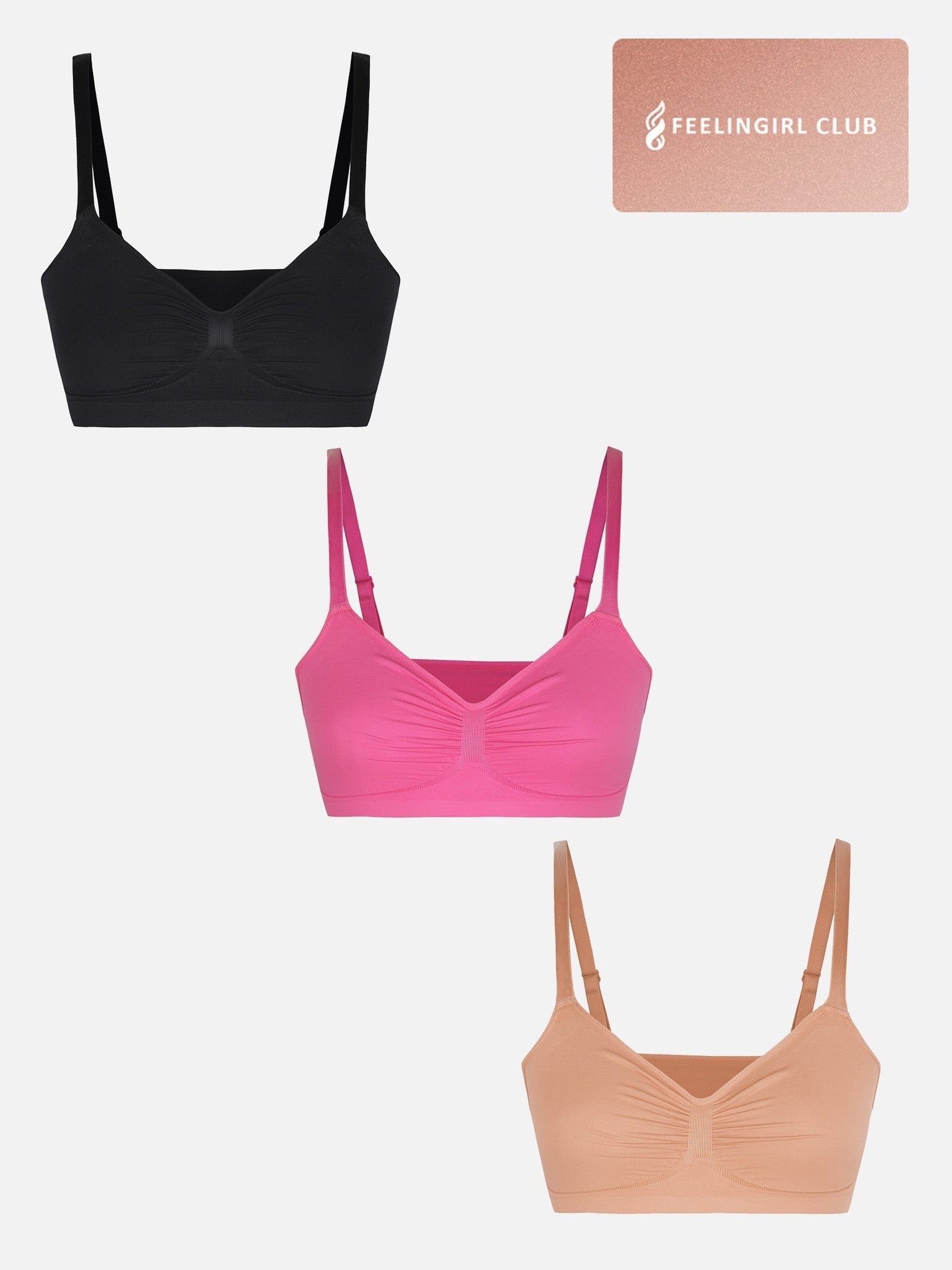 3-Pack Seamless Smooth Wireless Bra Bundle